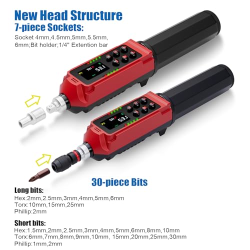 ANPUDS Digital Torque Screwdriver, 0.8-53.1in-lbs/0.09-6Nm, Electronic Adjustable Torque Screwdriver Wrench set with ±1% Accuracy, Vibration, Buzzer and LED Notification for Bike Repairing - Image 5