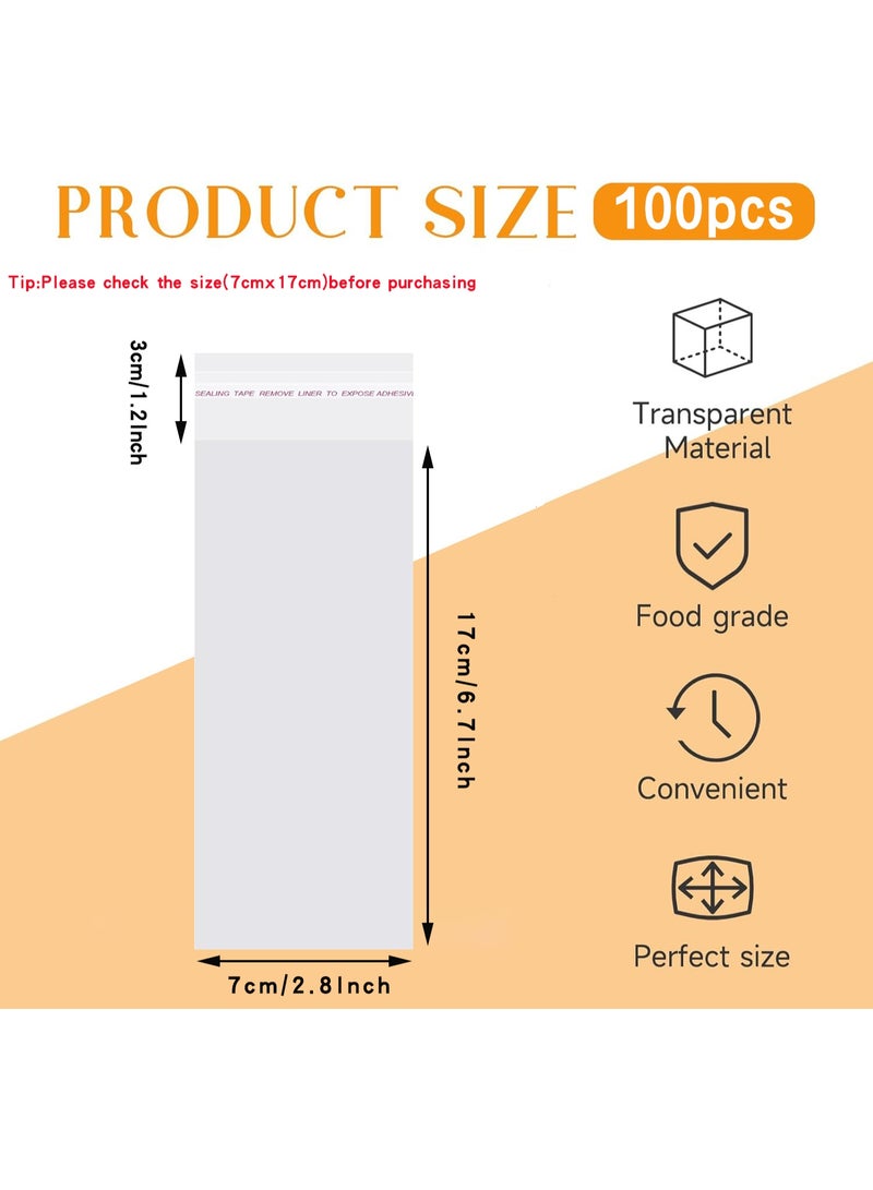 Neonix 100 pcs Clear Self Sealing Cellophane Display Bags/Sealable Bags, Food Safe, Cello Bags OPP for Cookies,Cards,Envelopes,Pictures - Image 2