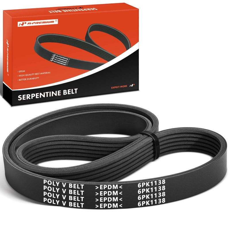 حزام قيادة سيربنتين من APremium متوافق مع سيارات فورد وهوندا ولينكولن ومازدا وميركوري إكسبلورر وإسكيب وفيوجن وإدج وتوروس وفليكس MKZ MKX MKS MKT 6 CX9 مارينر ميلان والمزيد