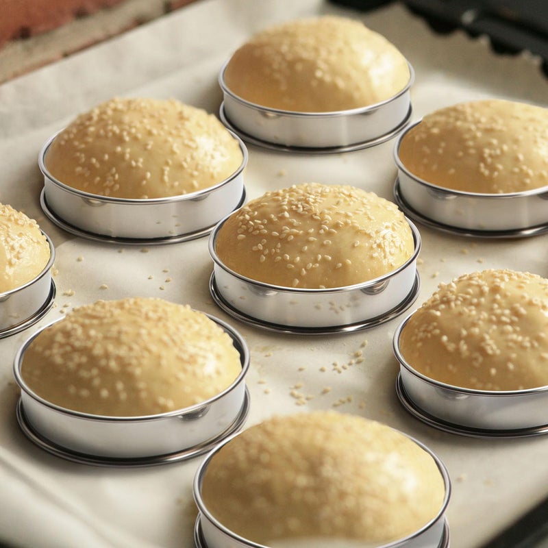 FANGSUN Crumpet Rings, English Muffin Rings 4 Inch,Stainless Steel Tart Rings for Baking,Double Rolled Nonstick Round Cake Ring, Metal Pastry Ring Mold for Griddle, Cooking Egg Ring for Dessert Food - Image 5