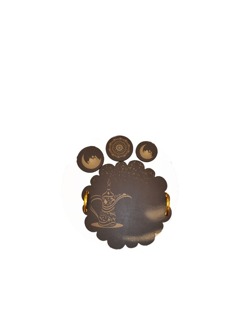 WAVY Dallah picture tray set, 30*30 cm, with 4 cup coasters