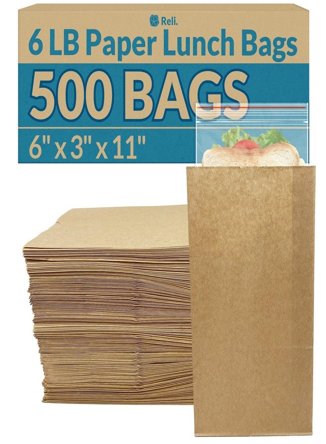 Reli. Brown Paper Bags | 500 Count | Paper Lunch Bags Ideal for Small Lunches and Crafts | Perfect for Sandwiches and Snacks - Image 1