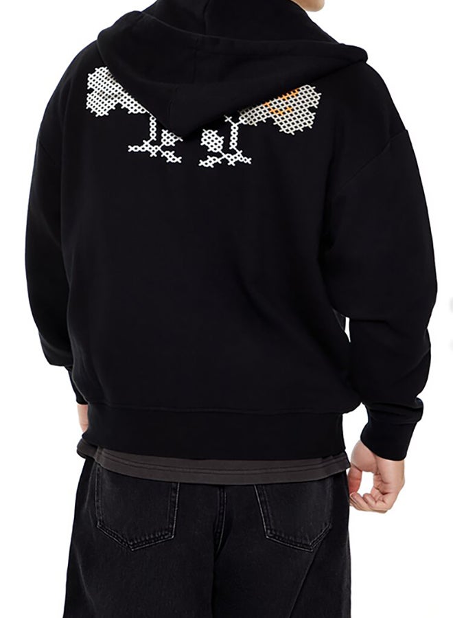 FOREVER 21 Embroidered Floral Zip-Up Hoodie  - Image 3