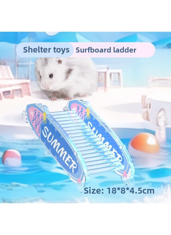 Peet Shangtian Hamster Supplies Toy Golden Bear Escape House Suit Small Pet Special Landscape Living Supplies-Color:Coast Party Surfboard Slide 18*8*4.5cm  - Image 1