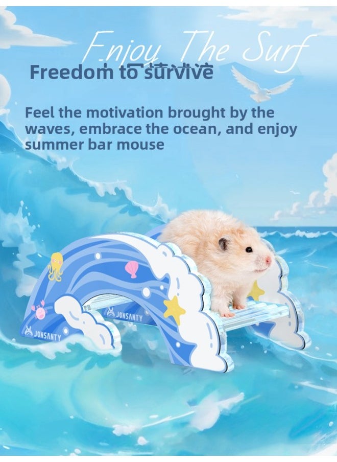 Peet Shangtian Hamster Supplies Toy Golden Bear Escape House Suit Small Pet Special Landscape Living Supplies-Color:Coast Party Surfboard Slide 18*8*4.5cm  - Image 4
