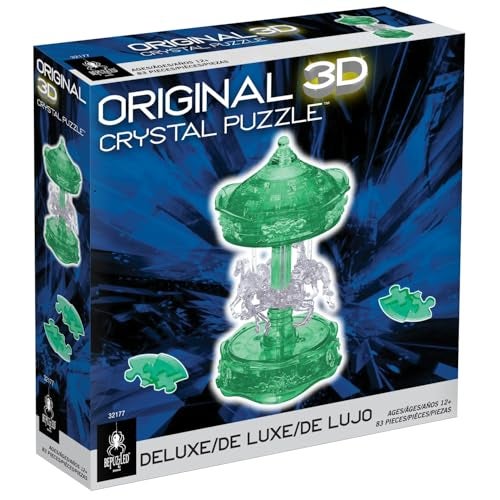 BePuzzled Green Carousel Deluxe Original 3D Crystal Puzzle Perfect for Puzzlers Ages 12 and Up Challenging to Complete and Beautiful to Display Collect Them All - Image 5