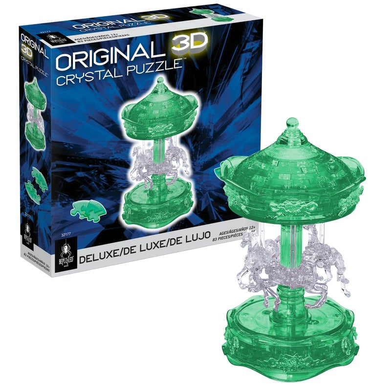 BePuzzled Green Carousel Deluxe Original 3D Crystal Puzzle Perfect for Puzzlers Ages 12 and Up Challenging to Complete and Beautiful to Display Collect Them All - Image 3