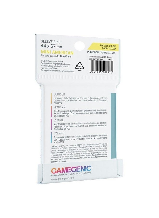 Gamegenic Prime Board Game Sleeves | Pack of 50 Extra-Clear Sleeves | 44 by 67 mm Card Sleeves Optimized for Mini American Card Games | Premium Card Protection | FFG Yellow Color Code | Made by Gamegenic  - Image 3