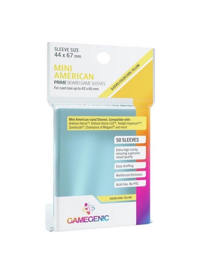 Gamegenic Prime Board Game Sleeves | Pack of 50 Extra-Clear Sleeves | 44 by 67 mm Card Sleeves Optimized for Mini American Card Games | Premium Card Protection | FFG Yellow Color Code | Made by Gamegenic  - Image 2