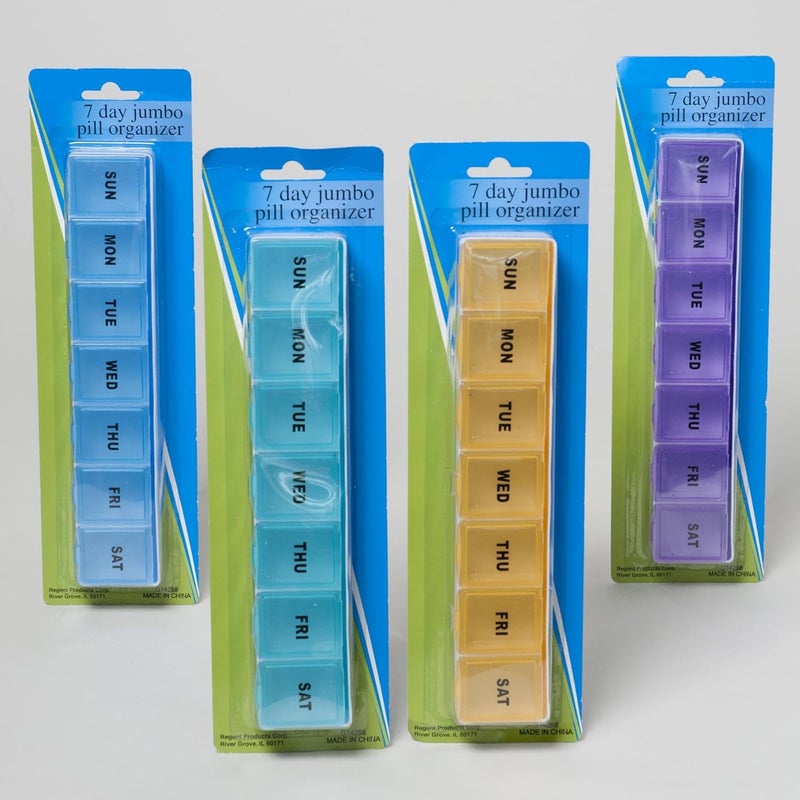 Good Old Values Set of 4 One a Day - 7 Day Jumbo Plastic Pill Box (Includes 4 Boxes-Blue, Orange, Purple) 