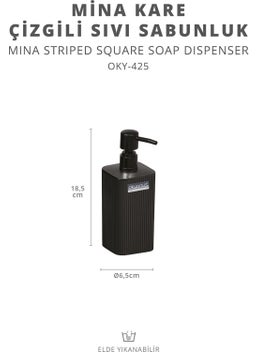 ‎okyanus Home Ocean Home Mina Black Square Striped Liquid Soap Dispenser  - Image 2