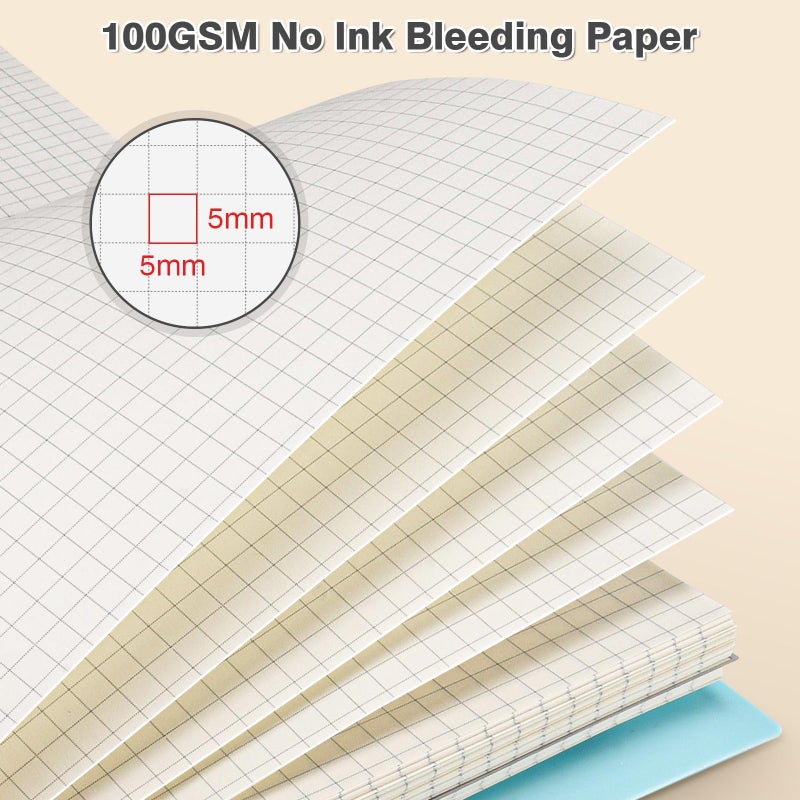 OMEYA Graph Paper Notebook 8.5" X 11": 5 Subject Graphing Notebook with Removable Dividers, 300 Pages 100gsm Thick Spiral Grid Notebooks, 5x5 Graph Ruled Paper, Large A4 Math Journal for School Engineering - Image 3