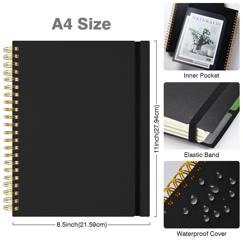 OMEYA Graph Paper Notebook 8.5" X 11": 5 Subject Graphing Notebook with Removable Dividers, 300 Pages 100gsm Thick Spiral Grid Notebooks, 5x5 Graph Ruled Paper, Large A4 Math Journal for School Engineering - Image 4