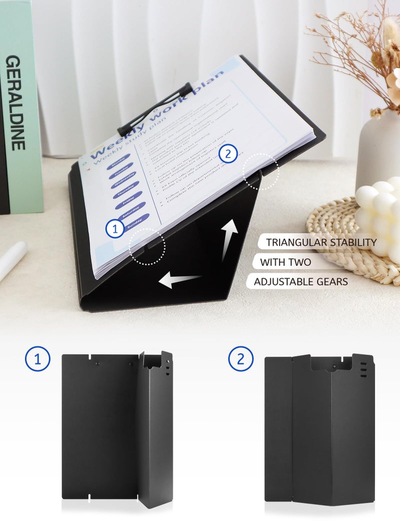 GAUENEEN Free Standing Clipboard and Desktop Stand with Adjustable Buckles Easel Back - Foldable Stand and Document Holder for School, Office and Business Use (9.37 x 12.6 inches) (Black) - Image 5