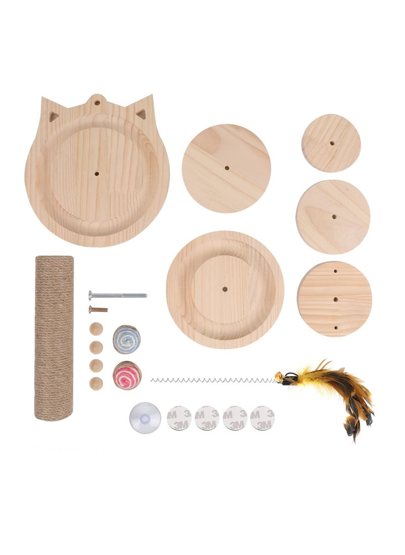 Arabest 13" Tall Wooden Cat Sisal Scratching Post Two-Layer Cat Toy with Turntable-Interactive Track Balls  - Image 4