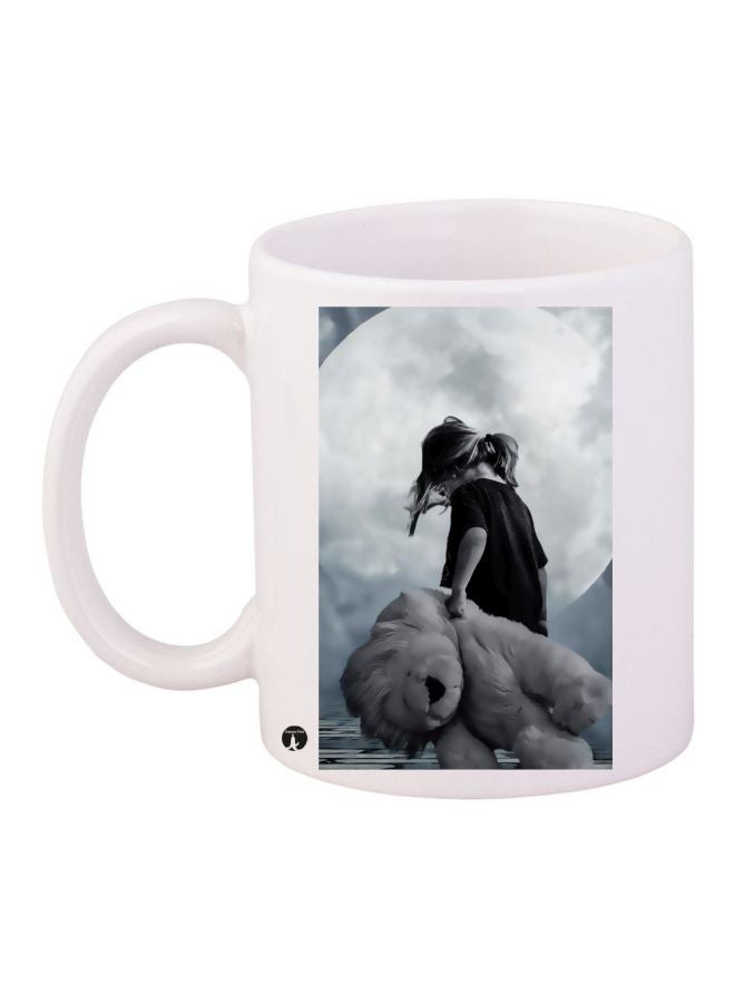 RYN Abstract Printed Coffee Mug White/Grey/Black 11ounce