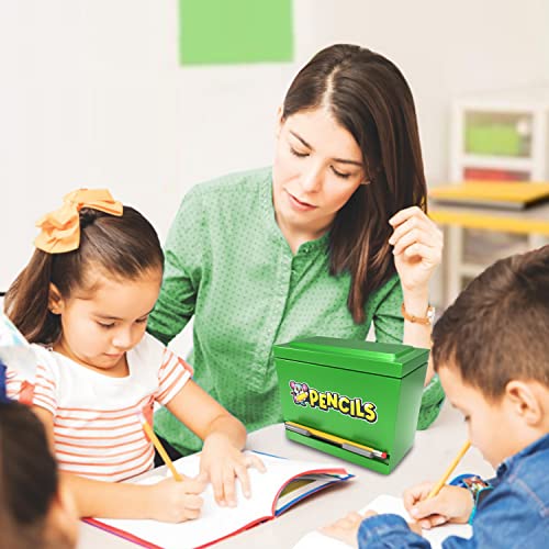 Kiggos Pencil Dispenser Holder Green Stainless Steel Dispenser for Pencils with 6 Beautiful stickers for Decoration Metal Pencil Dispenser for Classroom Home Office Teachers Students (Pencils Not Included) - Image 3