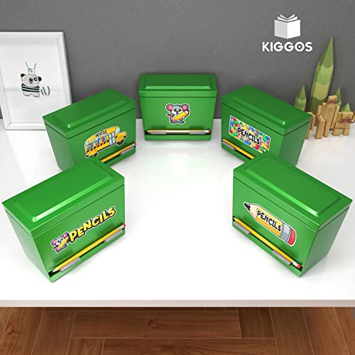 Kiggos Pencil Dispenser Holder Green Stainless Steel Dispenser for Pencils with 6 Beautiful stickers for Decoration Metal Pencil Dispenser for Classroom Home Office Teachers Students (Pencils Not Included) - Image 4