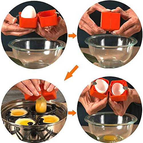 Melostu Egg Opener and Egg Cubes - Easy and Safe Egg Cracker Tool - Egg Separator and Shell Cutter - Handheld Egg Divider for Kitchen and Baking (Red) - Image 4
