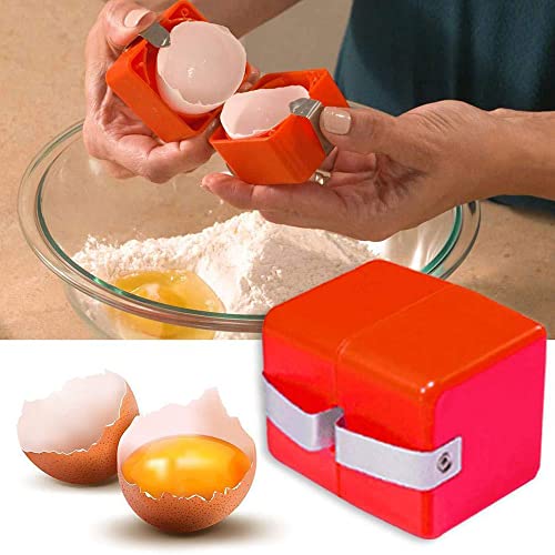 Melostu Egg Opener and Egg Cubes - Easy and Safe Egg Cracker Tool - Egg Separator and Shell Cutter - Handheld Egg Divider for Kitchen and Baking (Red) - Image 5