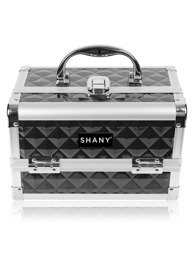 Shany Chic Makeup Train Case Cosmetic Box Portable Makeup Case Cosmetics Beauty Organizer Jewelry Storage With Locks, Multi Trays Makeup Storage Box With Makeup Mirror Black  - Image 3