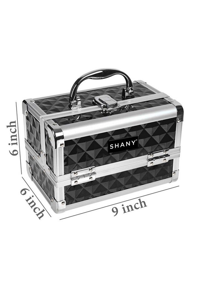 Shany Chic Makeup Train Case Cosmetic Box Portable Makeup Case Cosmetics Beauty Organizer Jewelry Storage With Locks, Multi Trays Makeup Storage Box With Makeup Mirror Black  - Image 4