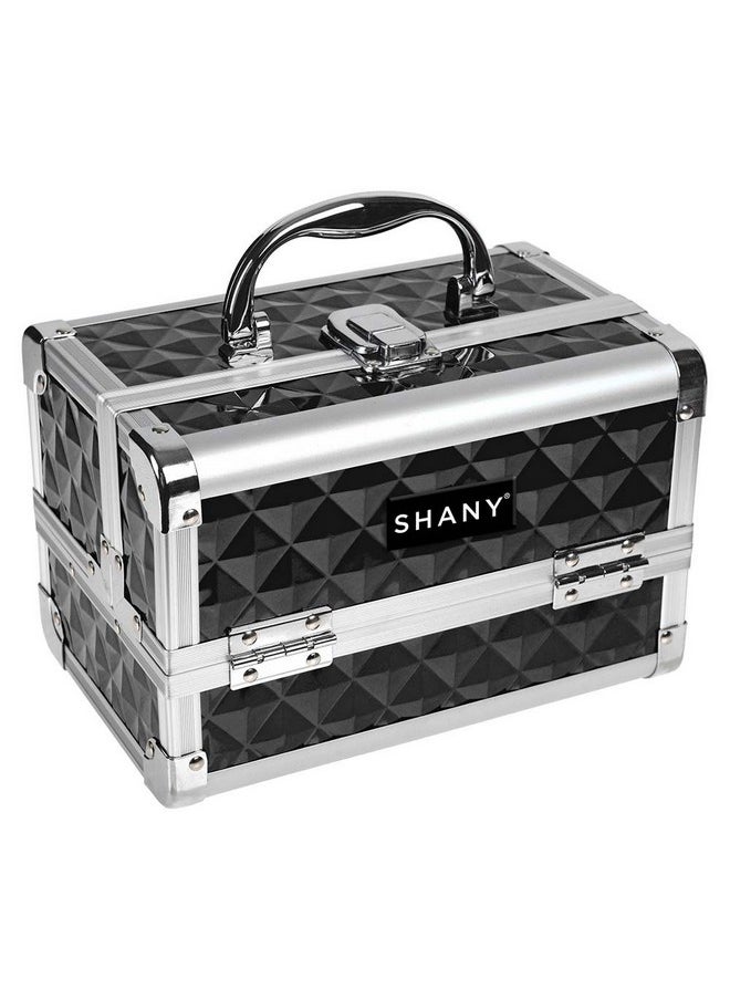 Shany Chic Makeup Train Case Cosmetic Box Portable Makeup Case Cosmetics Beauty Organizer Jewelry Storage With Locks, Multi Trays Makeup Storage Box With Makeup Mirror Black  - Image 5
