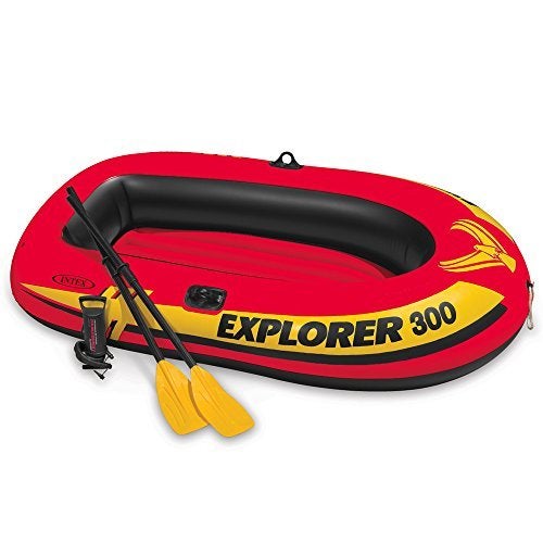Intex Inflatable Boat with French Oars and Air Pump (Capacity: 1 Adult and 2 Children/410 lbs, Multicolour) - Image 4