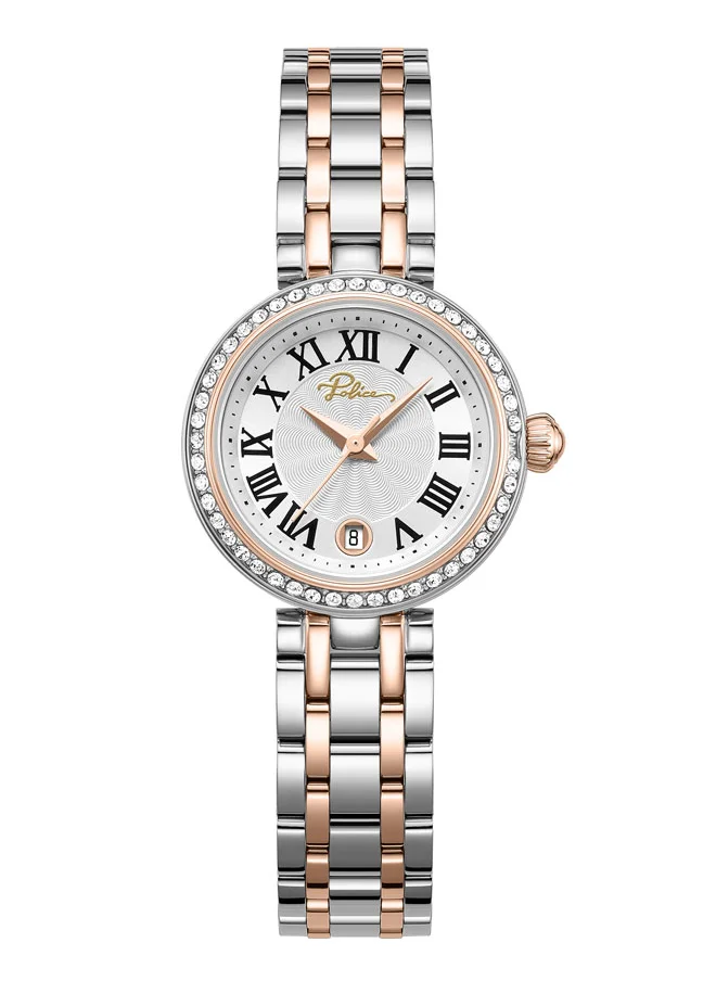 POLICE Denali Women's 36mm Two-Tone Watch with Silver Sunray Dial, Roman Markers & 316L Stainless Steel 5-Link Bracelet