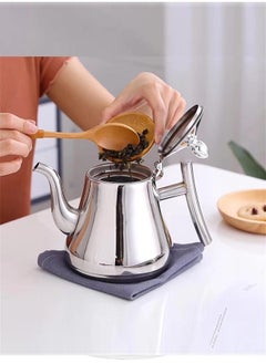 Generic Stylish Design Teapot, Stainless Steel, Silver Teapot with Filter Infuser, Teapot, Water Kettle, Stovetop Coffee for Home, Hotel, Restaurant Stainless 1.0L  - Image 3