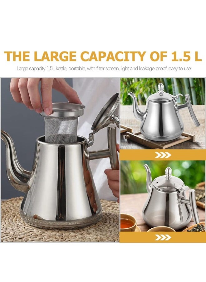 Generic Stylish Design Teapot, Stainless Steel, Silver Teapot with Filter Infuser, Teapot, Water Kettle, Stovetop Coffee for Home, Hotel, Restaurant Stainless 1.0L  - Image 5