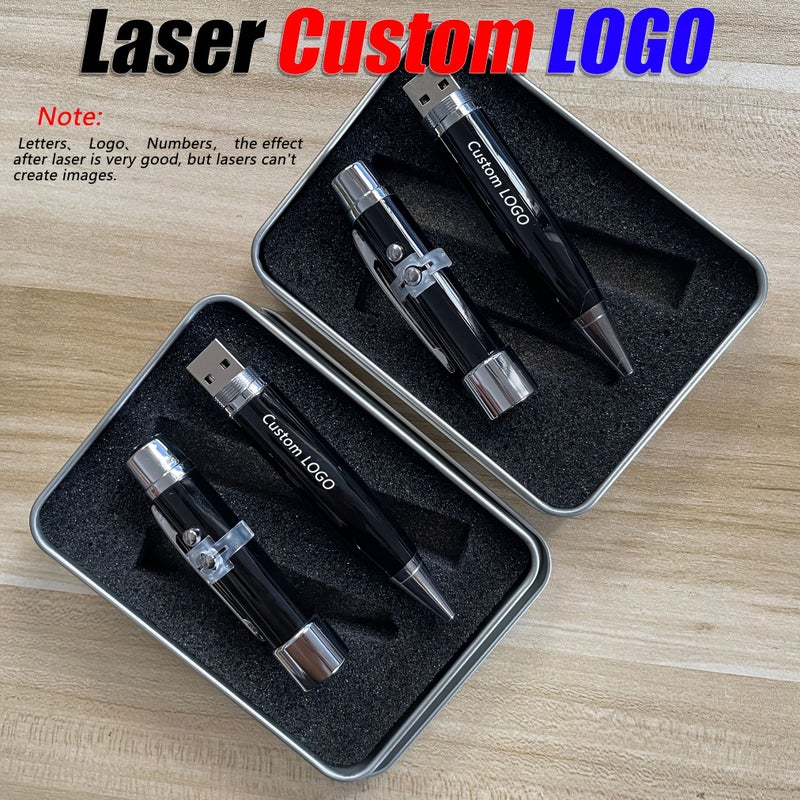 Creative High Speed USB Flash Drive Ballpoint Pen 4GB Capacity With Pen Only 2 Pcs Without Box Black Metal Memory Stick Portable Business Gift - Image 1