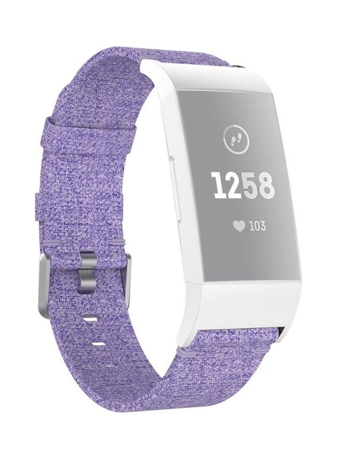 BGM Woven Vanvas Nylon Replacement Strap Band for Fitbit Charge 3 Light Purple - Image 1