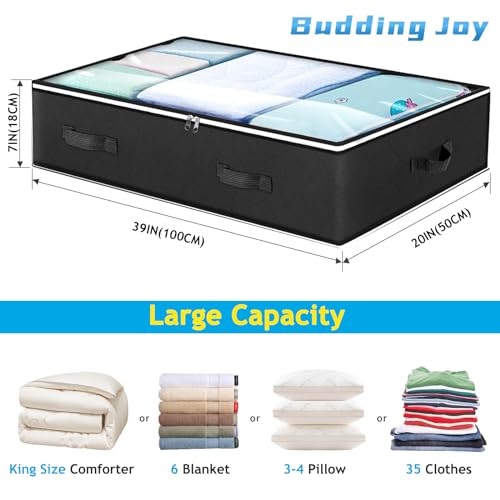 Budding Joy 6 Pack Under Bed Storage Containers Organizer, Large Capacity Underbed Clothes Storage Bins, Bedroom Organization and Storage, Foldable Storage Bags for Clothes Pillow Blankets Bedding - Image 2