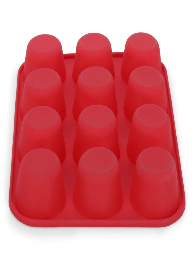 Clazkit قالب خبز المافن من السيليكون القابل لإعادة الاستخدام من كلازكيت، 12 تجويف، 33 × 25 × 3.0 سم (أحمر) - Image 3