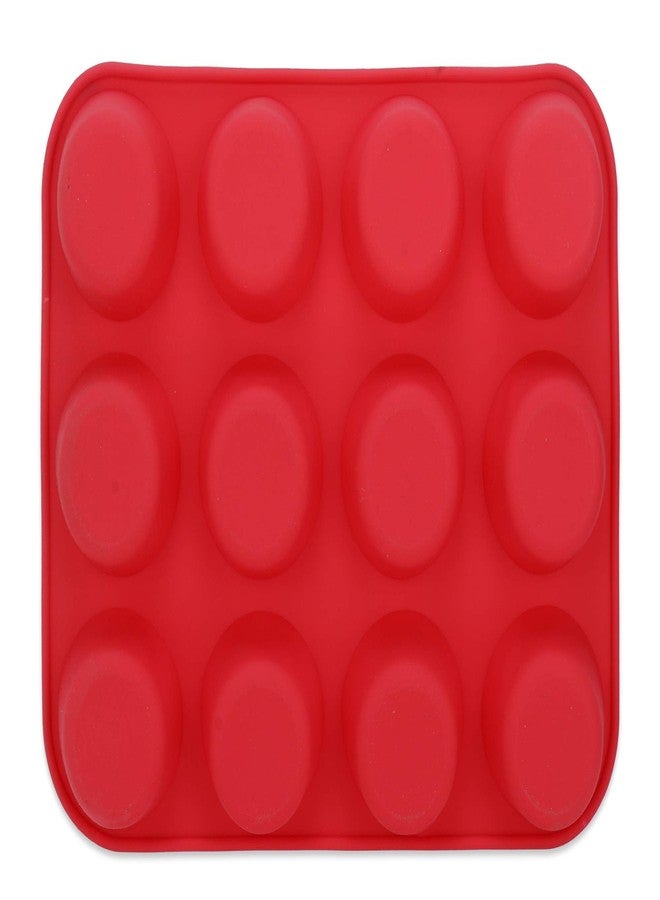 Clazkit قالب خبز المافن من السيليكون القابل لإعادة الاستخدام من كلازكيت، 12 تجويف، 33 × 25 × 3.0 سم (أحمر) - Image 2