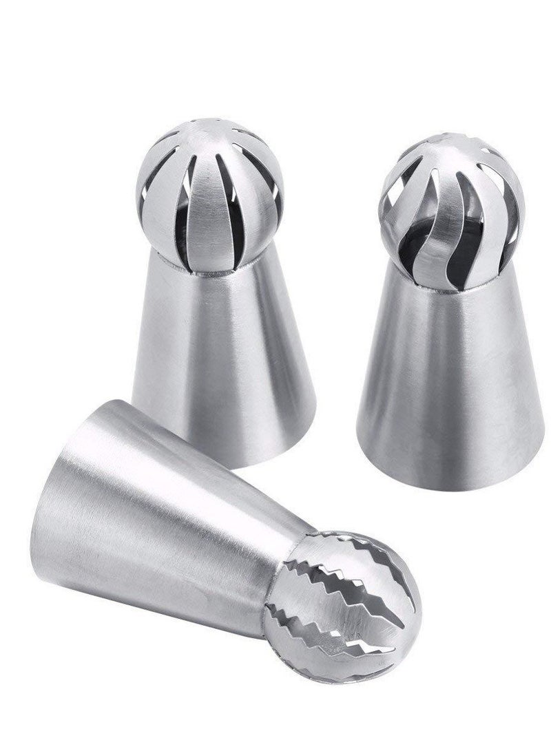 Cake Decorating Tips Kit,  7 Nozzles Flower Frosting Icing Tips Russian Ball Piping Tips, 1 Reusable Silicone Bag,1 Couplers, Set of 9  - Image 2