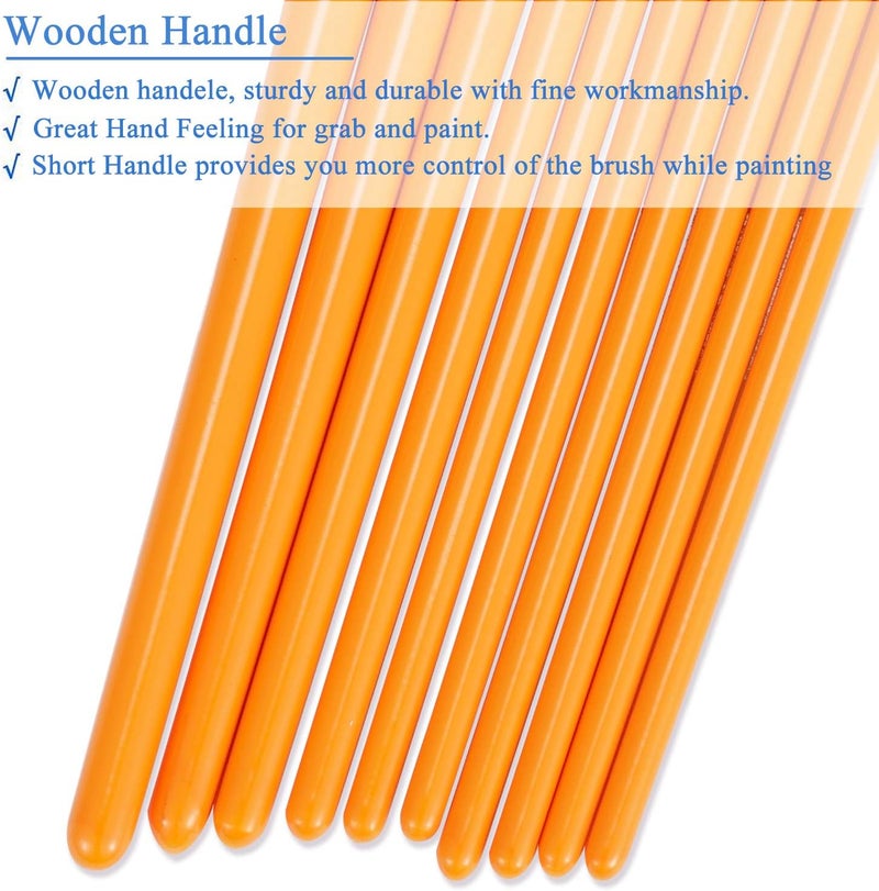 BOSOBO Paint Brushes Set, 2 Pack 20 Pcs Round Pointed Tip Paintbrushes Nylon Hair Artist Acrylic Paint Brushes for Acrylic Oil Watercolor, Face Nail Art, Miniature Detailing & Rock Painting, Orange - Image 5