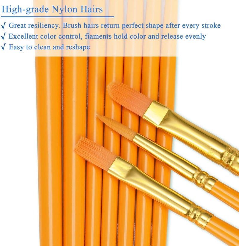 BOSOBO Paint Brushes Set, 2 Pack 20 Pcs Round Pointed Tip Paintbrushes Nylon Hair Artist Acrylic Paint Brushes for Acrylic Oil Watercolor, Face Nail Art, Miniature Detailing & Rock Painting, Orange - Image 4