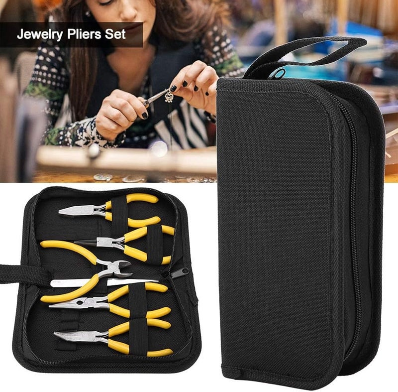 woobles 5 Professional Jewelry MakingTools Kit,Round Bent Nose Pliers Beading Making DIY Jewelry Making Supplies Kit for Adults and Beginners - Image 2