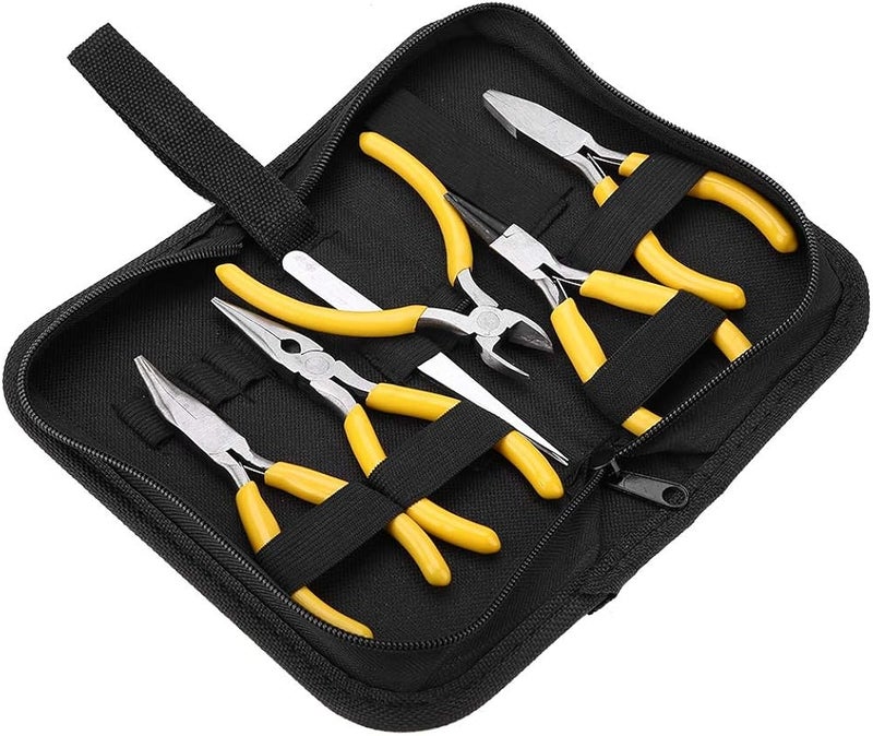 woobles 5 Professional Jewelry MakingTools Kit,Round Bent Nose Pliers Beading Making DIY Jewelry Making Supplies Kit for Adults and Beginners - Image 1