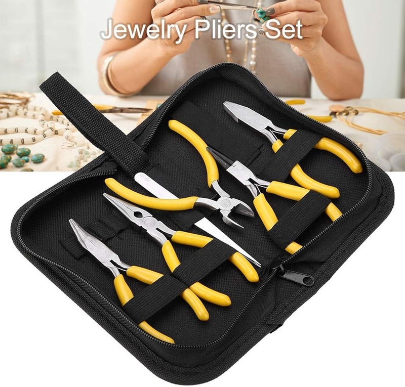 woobles 5 Professional Jewelry MakingTools Kit,Round Bent Nose Pliers Beading Making DIY Jewelry Making Supplies Kit for Adults and Beginners - Image 5