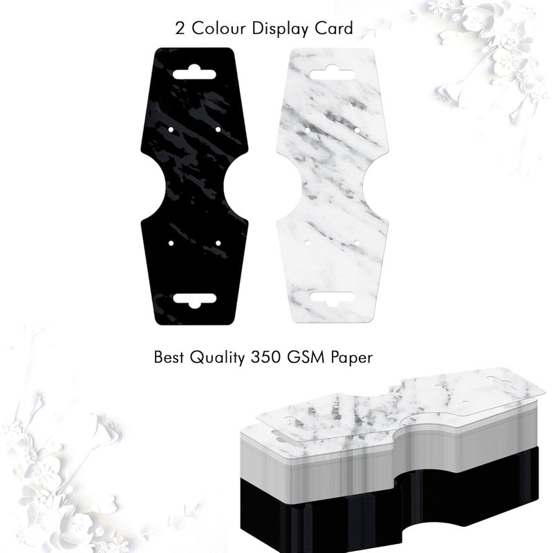 DEEPTAGS Jewellery Display Cards for Bracelet, Earring, Necklace, Hair Tie, Jewelry, White & Black - 200 PCS (100 Each) - Image 3