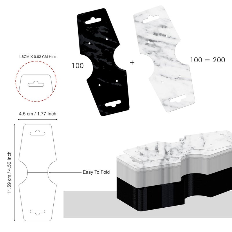 DEEPTAGS Jewellery Display Cards for Bracelet, Earring, Necklace, Hair Tie, Jewelry, White & Black - 200 PCS (100 Each) - Image 2