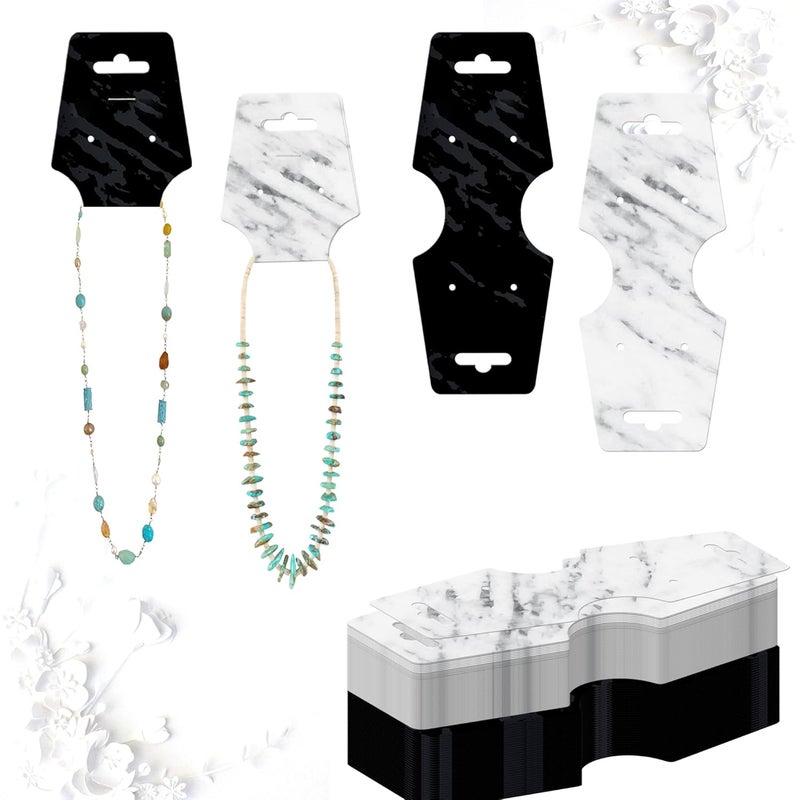 DEEPTAGS Jewellery Display Cards for Bracelet, Earring, Necklace, Hair Tie, Jewelry, White & Black - 200 PCS (100 Each) - Image 1