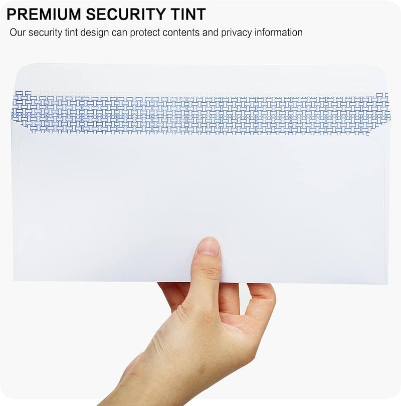 HERKKA 100 Pack #10 Single Left Window SELF Seal Security Envelopes, Designed for QuickBooks Invoices & Business Statements, Computer Printed Checks Peel and Seal Flap, Size 4-1/8 x 9-1/2 Inches, 24 LB - Image 4