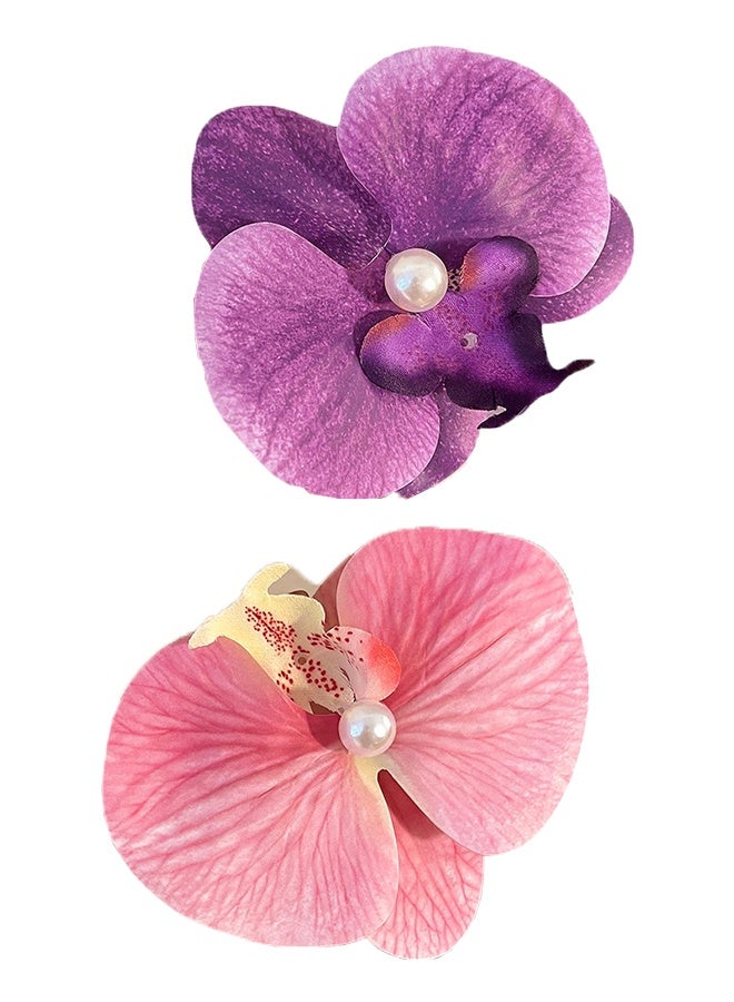 2 قطعة مع 2 ألوان مقاطع الشعر زهرة للنساء والبنات والاطفال - Image 1