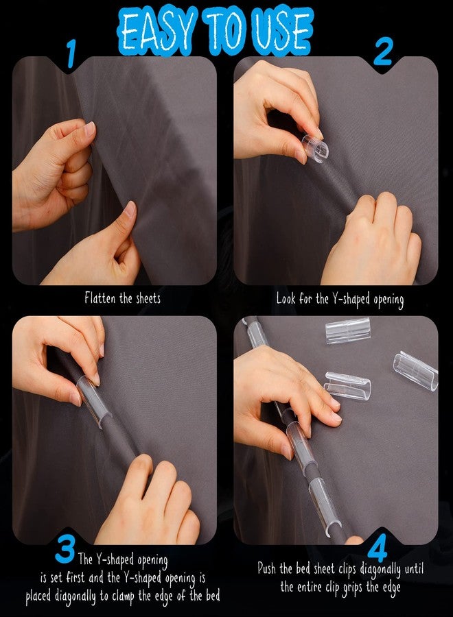 Yookeer 12 Pcs Bed Sheet Grippers Holders Bed Clips Mattresses Fasteners for Keeping Sheets and Mattresses Snug, Clear - Image 3