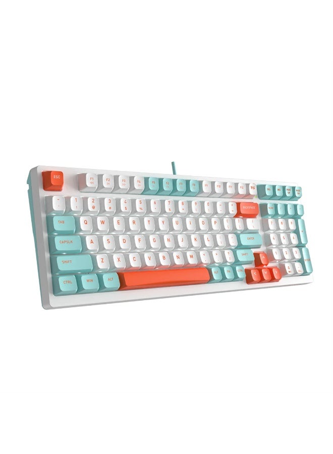 A4TECH FS300 Hot‑Swappable Mechanical Keyboard – 98‑Key Compact Layout, White Backlit, FS Switches (3/5‑Pin), OS Switchable (Windows / Mac), Gasket Build, Quiet Silent Typing - Image 1