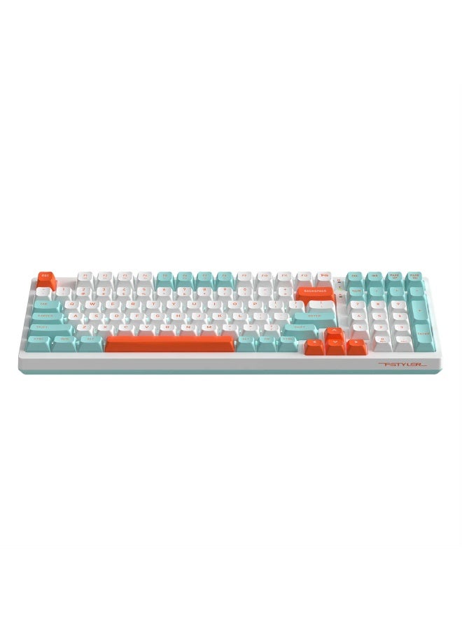 A4TECH FS300 Hot‑Swappable Mechanical Keyboard – 98‑Key Compact Layout, White Backlit, FS Switches (3/5‑Pin), OS Switchable (Windows / Mac), Gasket Build, Quiet Silent Typing - Image 3